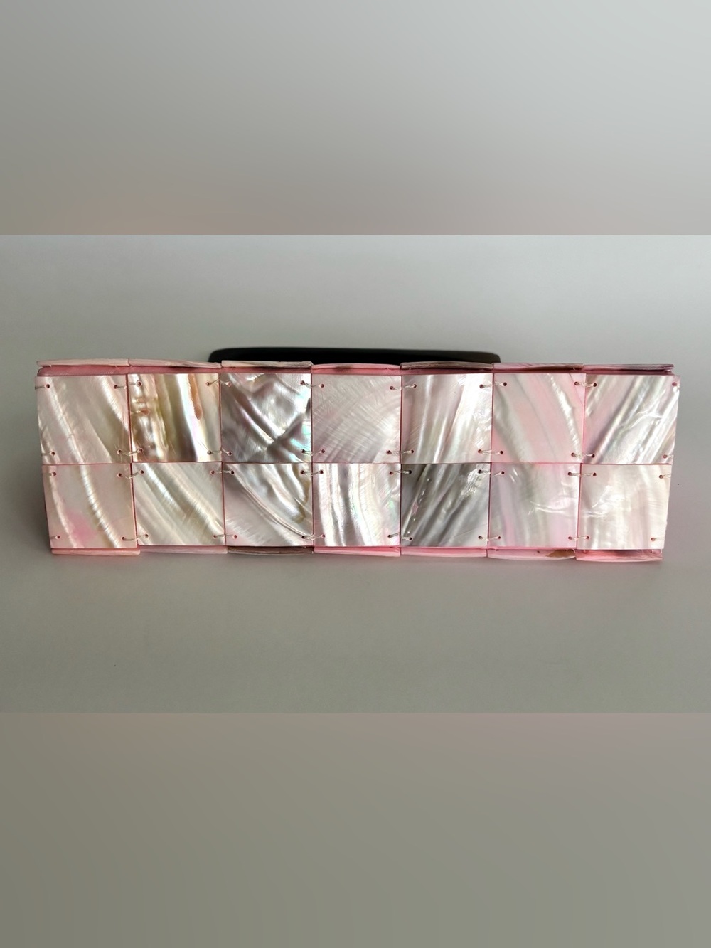 Pink Iridescent Shell Tile Mini Bag with Rectangular Handle - Picture 6 of 11